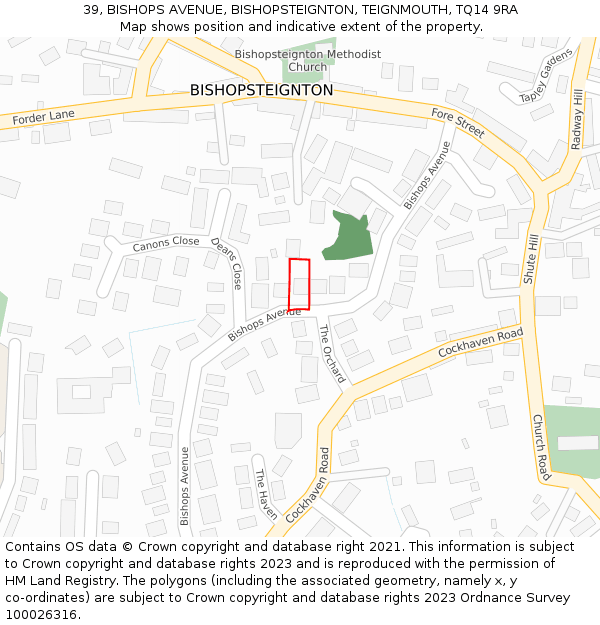 39, BISHOPS AVENUE, BISHOPSTEIGNTON, TEIGNMOUTH, TQ14 9RA: Location map and indicative extent of plot