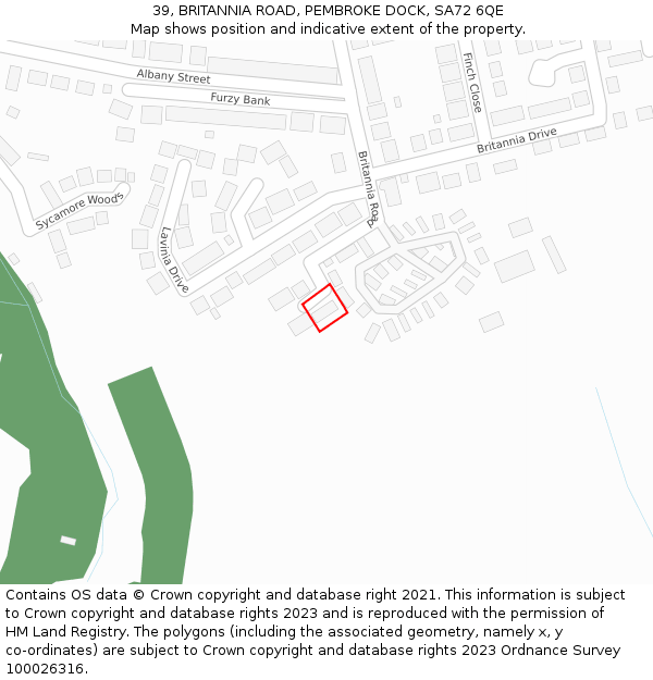 39, BRITANNIA ROAD, PEMBROKE DOCK, SA72 6QE: Location map and indicative extent of plot