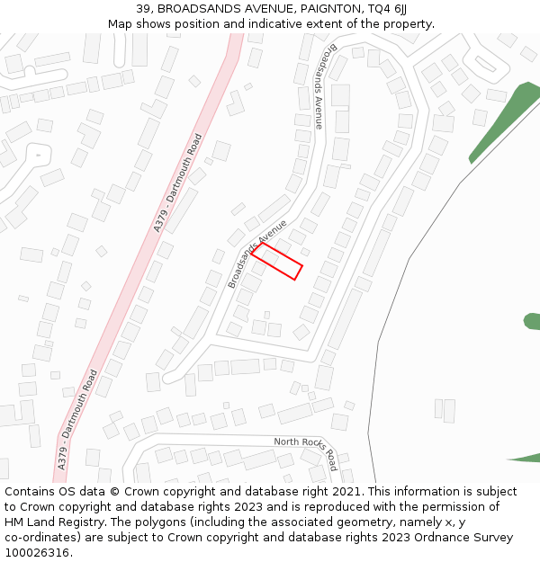 39, BROADSANDS AVENUE, PAIGNTON, TQ4 6JJ: Location map and indicative extent of plot