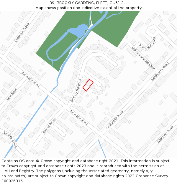 39, BROOKLY GARDENS, FLEET, GU51 3LL: Location map and indicative extent of plot