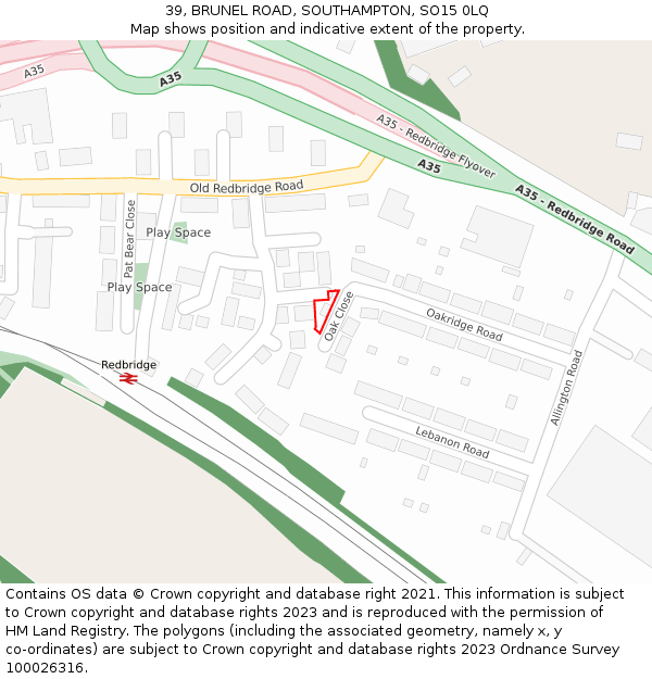 39, BRUNEL ROAD, SOUTHAMPTON, SO15 0LQ: Location map and indicative extent of plot