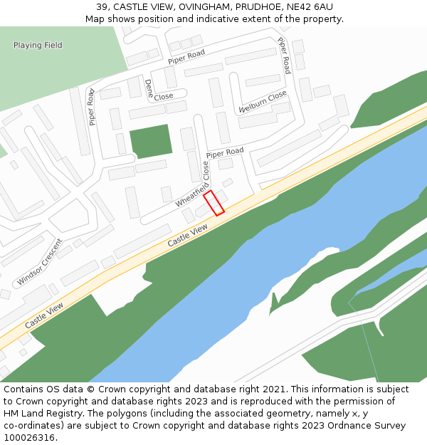 39, CASTLE VIEW, OVINGHAM, PRUDHOE, NE42 6AU: Location map and indicative extent of plot