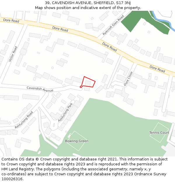 39, CAVENDISH AVENUE, SHEFFIELD, S17 3NJ: Location map and indicative extent of plot