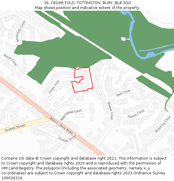 39, CEDAR FOLD, TOTTINGTON, BURY, BL8 3GG: Location map and indicative extent of plot