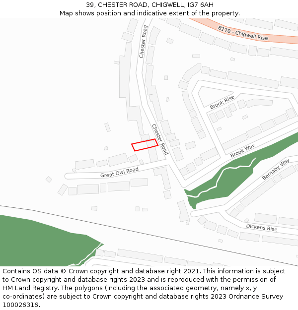 39, CHESTER ROAD, CHIGWELL, IG7 6AH: Location map and indicative extent of plot