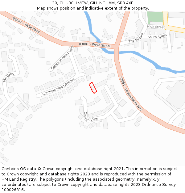 39, CHURCH VIEW, GILLINGHAM, SP8 4XE: Location map and indicative extent of plot