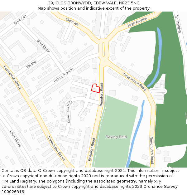 39, CLOS BRONWYDD, EBBW VALE, NP23 5NG: Location map and indicative extent of plot