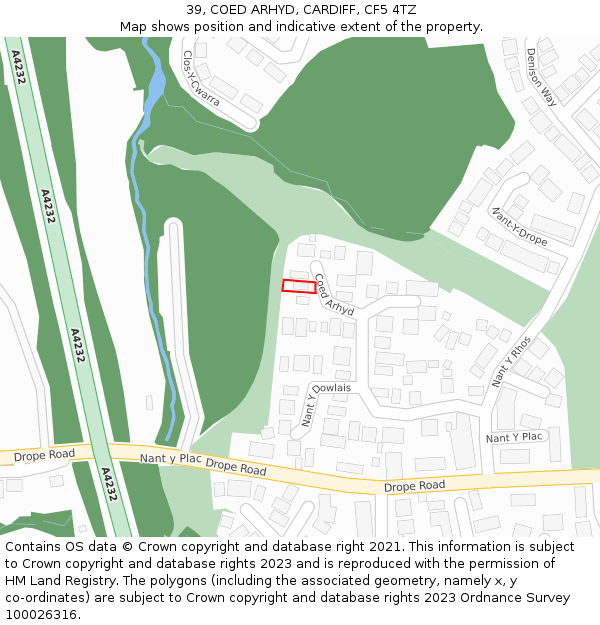 39, COED ARHYD, CARDIFF, CF5 4TZ: Location map and indicative extent of plot