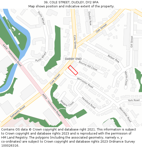 39, COLE STREET, DUDLEY, DY2 9PA: Location map and indicative extent of plot