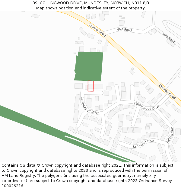 39, COLLINGWOOD DRIVE, MUNDESLEY, NORWICH, NR11 8JB: Location map and indicative extent of plot