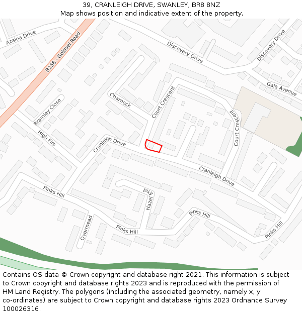 39, CRANLEIGH DRIVE, SWANLEY, BR8 8NZ: Location map and indicative extent of plot