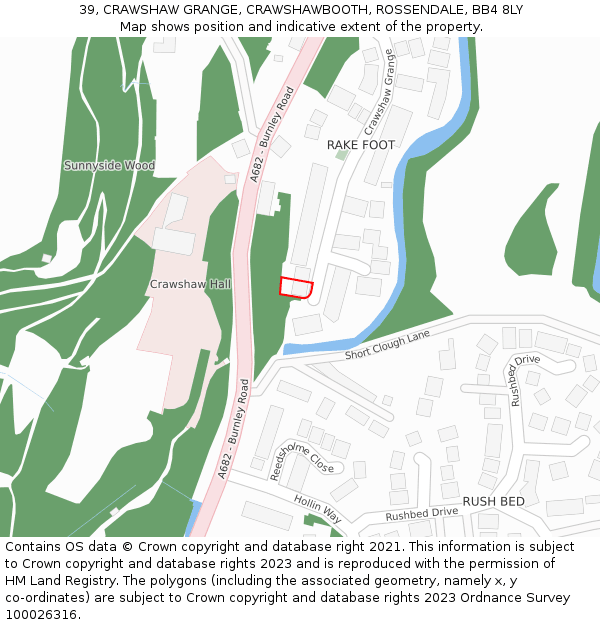 39, CRAWSHAW GRANGE, CRAWSHAWBOOTH, ROSSENDALE, BB4 8LY: Location map and indicative extent of plot