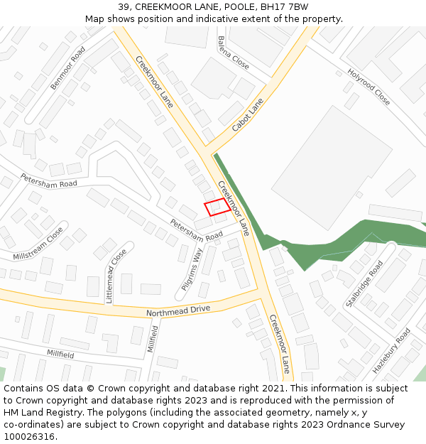 39, CREEKMOOR LANE, POOLE, BH17 7BW: Location map and indicative extent of plot