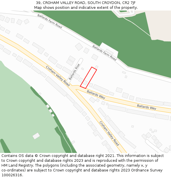 39, CROHAM VALLEY ROAD, SOUTH CROYDON, CR2 7JF: Location map and indicative extent of plot