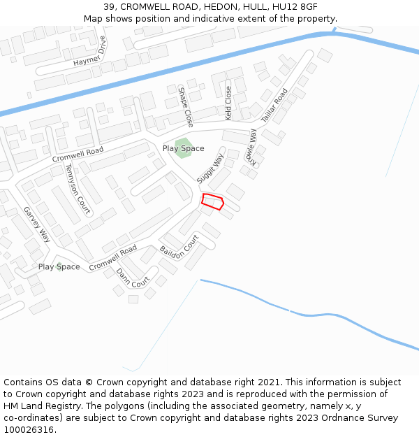 39, CROMWELL ROAD, HEDON, HULL, HU12 8GF: Location map and indicative extent of plot