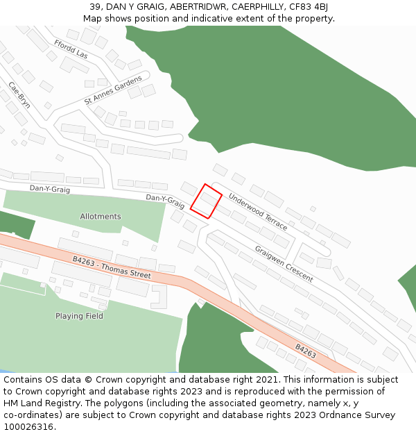 39, DAN Y GRAIG, ABERTRIDWR, CAERPHILLY, CF83 4BJ: Location map and indicative extent of plot