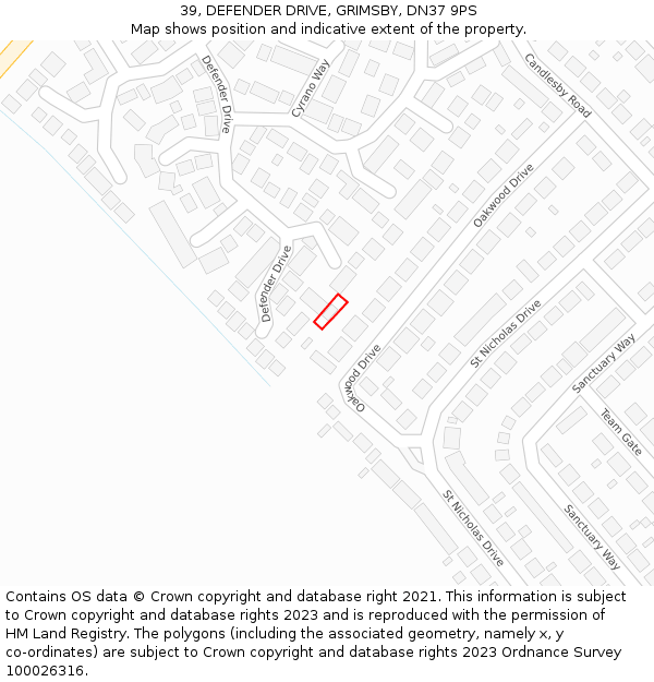 39, DEFENDER DRIVE, GRIMSBY, DN37 9PS: Location map and indicative extent of plot