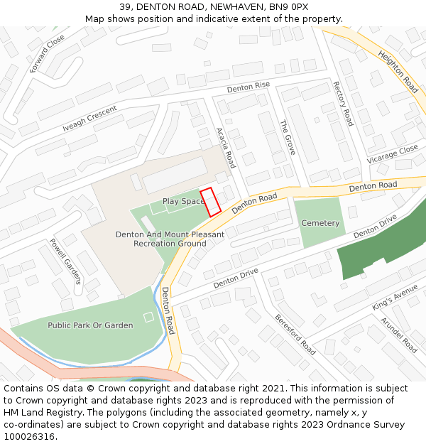 39, DENTON ROAD, NEWHAVEN, BN9 0PX: Location map and indicative extent of plot