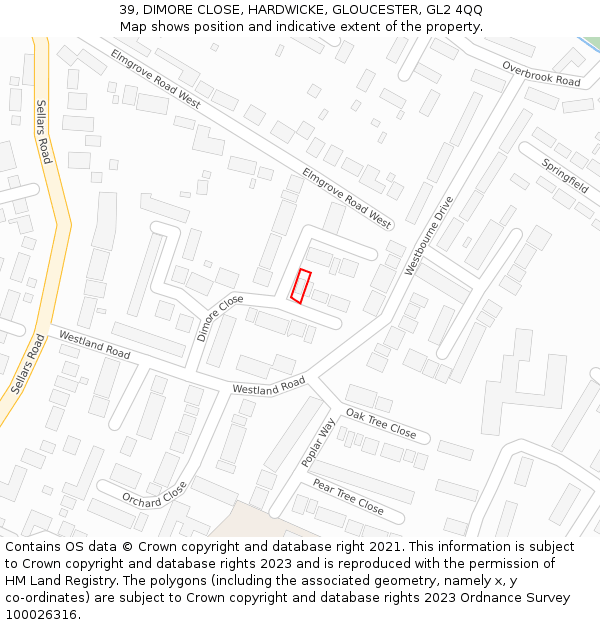 39, DIMORE CLOSE, HARDWICKE, GLOUCESTER, GL2 4QQ: Location map and indicative extent of plot