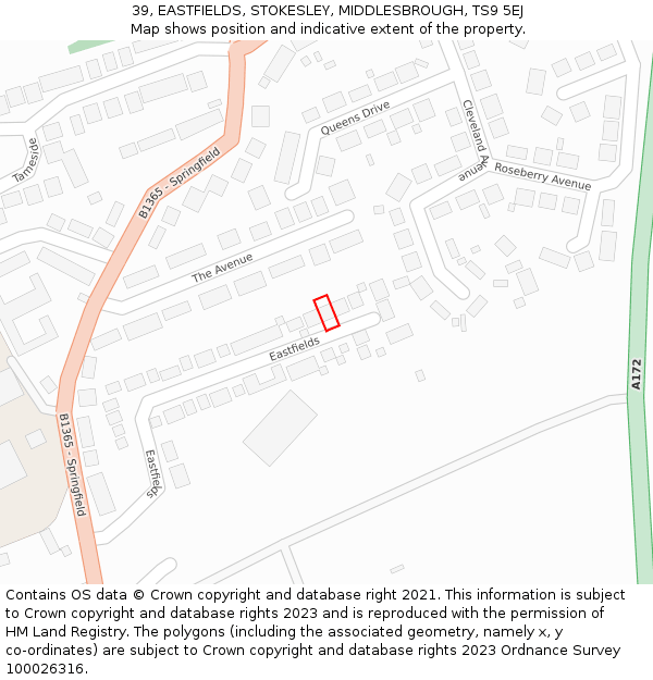 39, EASTFIELDS, STOKESLEY, MIDDLESBROUGH, TS9 5EJ: Location map and indicative extent of plot