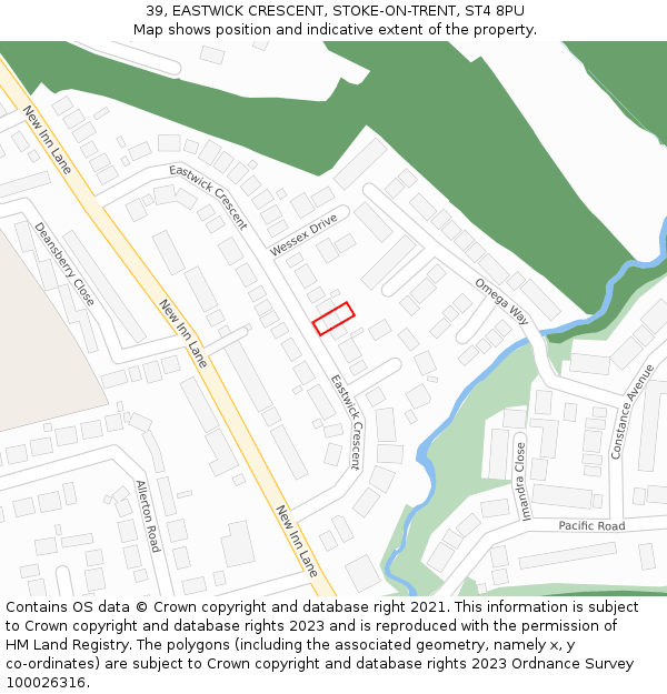 39, EASTWICK CRESCENT, STOKE-ON-TRENT, ST4 8PU: Location map and indicative extent of plot