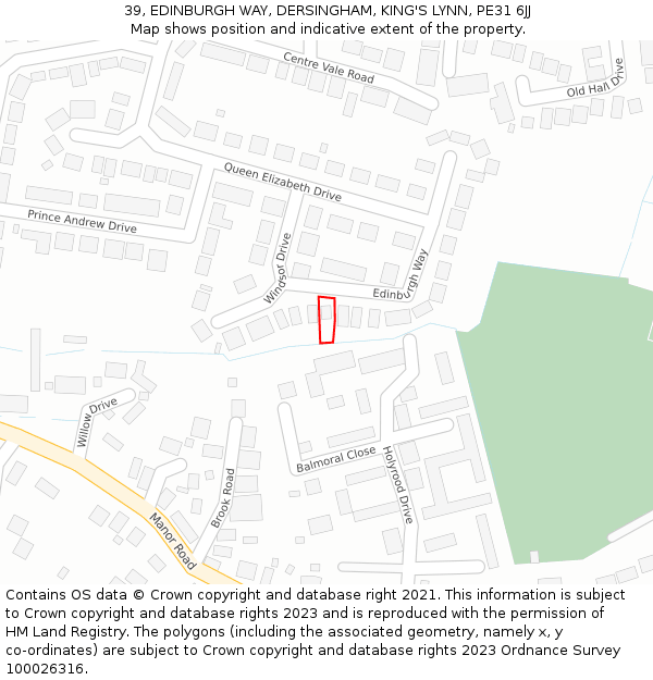 39, EDINBURGH WAY, DERSINGHAM, KING'S LYNN, PE31 6JJ: Location map and indicative extent of plot