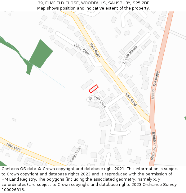 39, ELMFIELD CLOSE, WOODFALLS, SALISBURY, SP5 2BF: Location map and indicative extent of plot