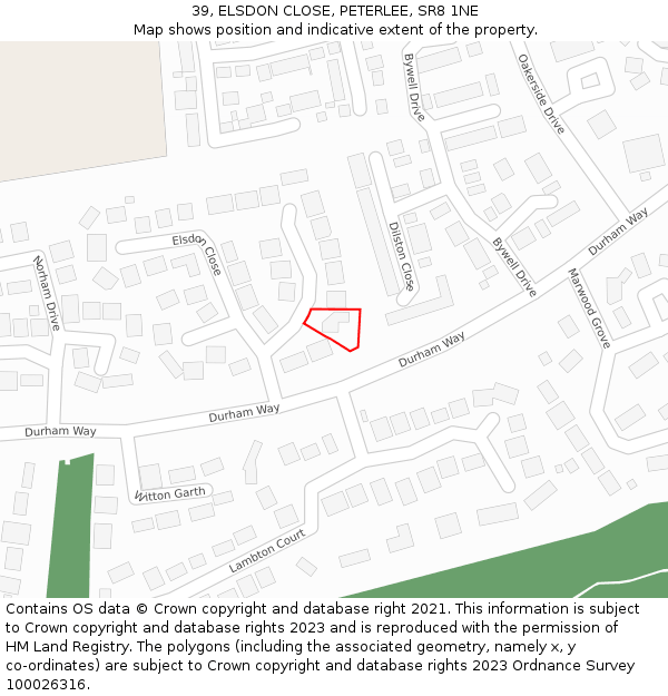 39, ELSDON CLOSE, PETERLEE, SR8 1NE: Location map and indicative extent of plot