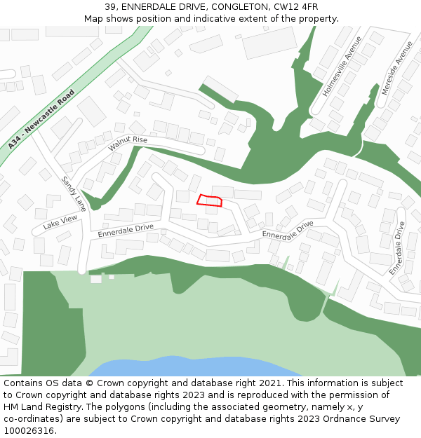 39, ENNERDALE DRIVE, CONGLETON, CW12 4FR: Location map and indicative extent of plot