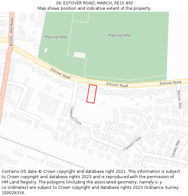 39, ESTOVER ROAD, MARCH, PE15 8SF: Location map and indicative extent of plot