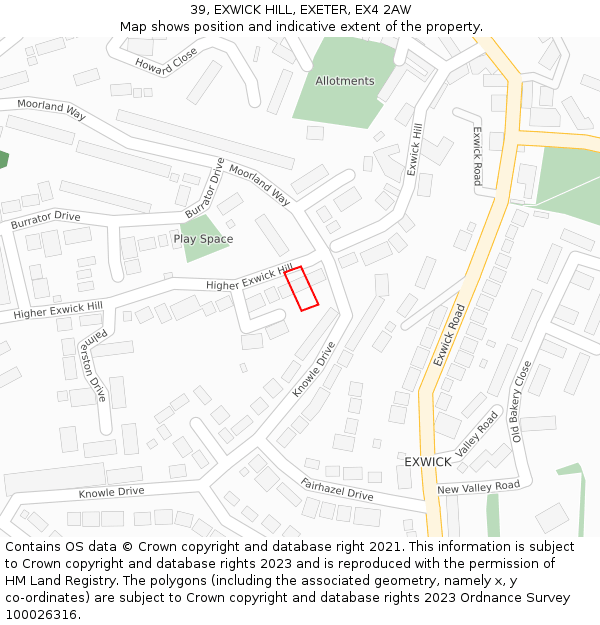 39, EXWICK HILL, EXETER, EX4 2AW: Location map and indicative extent of plot