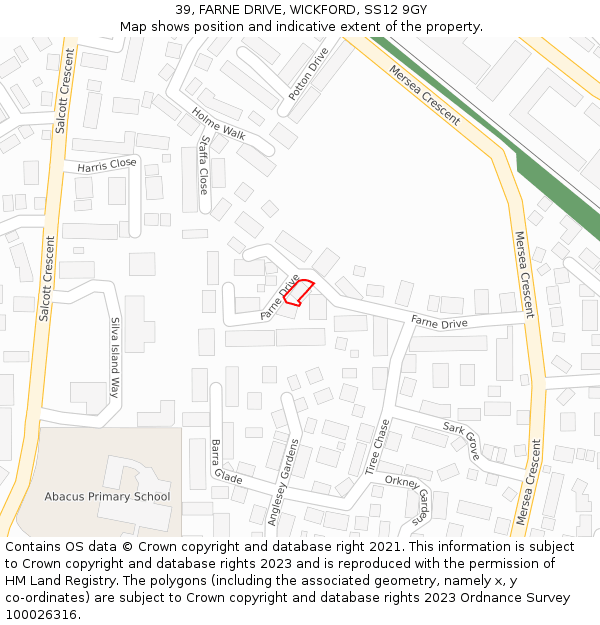 39, FARNE DRIVE, WICKFORD, SS12 9GY: Location map and indicative extent of plot