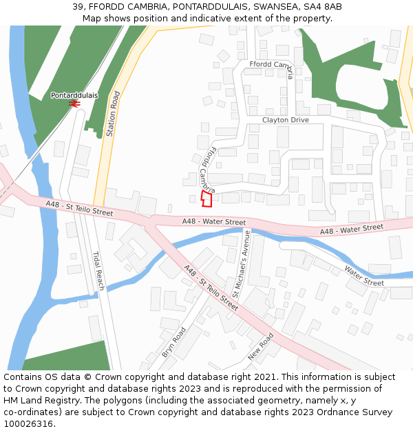 39, FFORDD CAMBRIA, PONTARDDULAIS, SWANSEA, SA4 8AB: Location map and indicative extent of plot