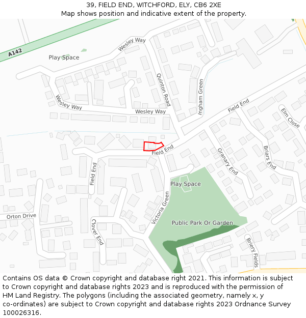 39, FIELD END, WITCHFORD, ELY, CB6 2XE: Location map and indicative extent of plot