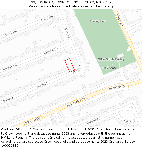 39, FIRS ROAD, EDWALTON, NOTTINGHAM, NG12 4BY: Location map and indicative extent of plot