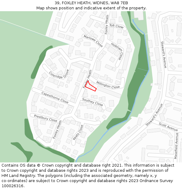 39, FOXLEY HEATH, WIDNES, WA8 7EB: Location map and indicative extent of plot