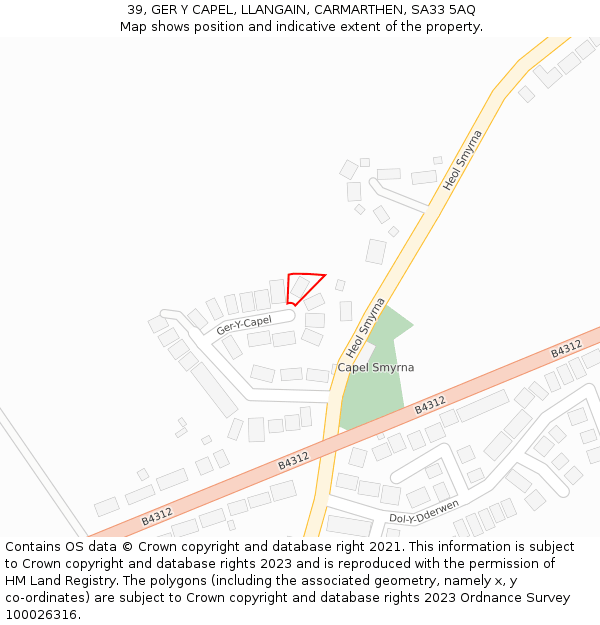 39, GER Y CAPEL, LLANGAIN, CARMARTHEN, SA33 5AQ: Location map and indicative extent of plot