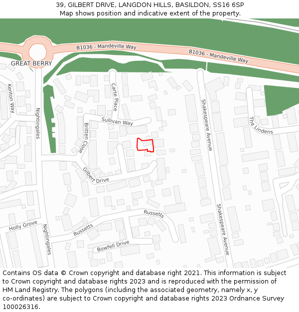 39, GILBERT DRIVE, LANGDON HILLS, BASILDON, SS16 6SP: Location map and indicative extent of plot