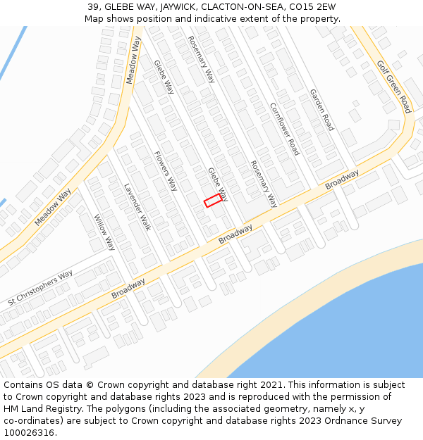 39, GLEBE WAY, JAYWICK, CLACTON-ON-SEA, CO15 2EW: Location map and indicative extent of plot