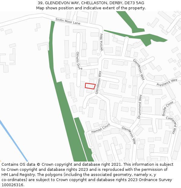 39, GLENDEVON WAY, CHELLASTON, DERBY, DE73 5AG: Location map and indicative extent of plot