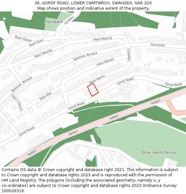 39, GOROF ROAD, LOWER CWMTWRCH, SWANSEA, SA9 1DX: Location map and indicative extent of plot