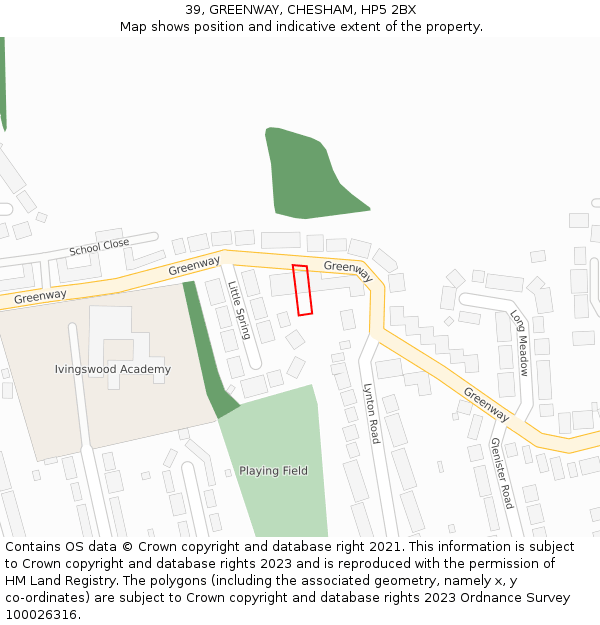 39, GREENWAY, CHESHAM, HP5 2BX: Location map and indicative extent of plot