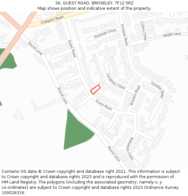 39, GUEST ROAD, BROSELEY, TF12 5RZ: Location map and indicative extent of plot