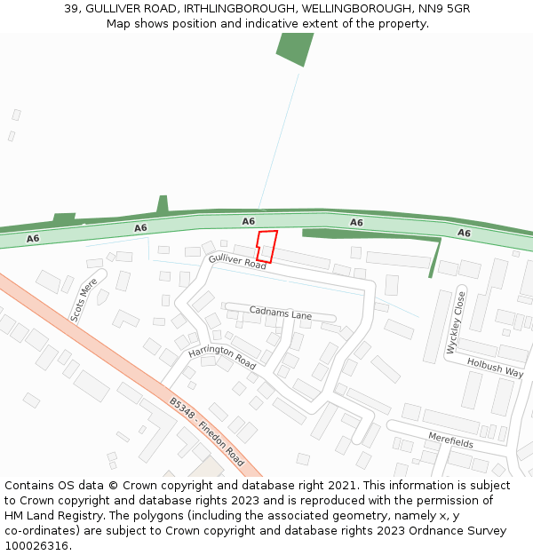 39, GULLIVER ROAD, IRTHLINGBOROUGH, WELLINGBOROUGH, NN9 5GR: Location map and indicative extent of plot