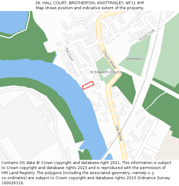 39, HALL COURT, BROTHERTON, KNOTTINGLEY, WF11 9HF: Location map and indicative extent of plot