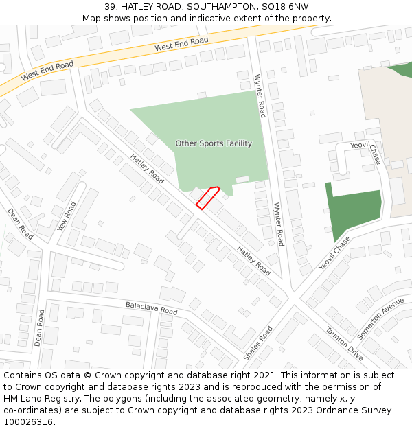 39, HATLEY ROAD, SOUTHAMPTON, SO18 6NW: Location map and indicative extent of plot