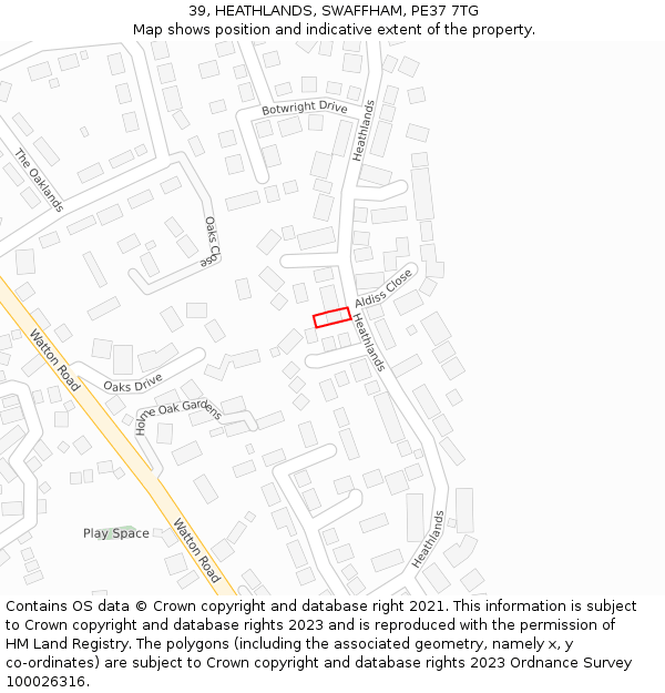 39, HEATHLANDS, SWAFFHAM, PE37 7TG: Location map and indicative extent of plot