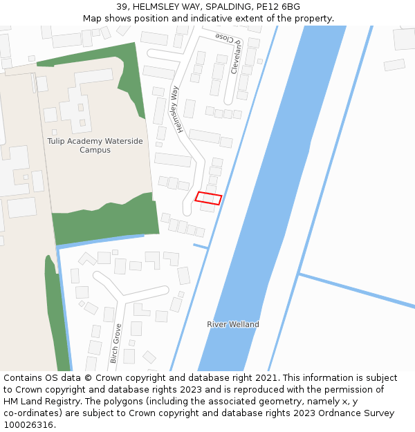 39, HELMSLEY WAY, SPALDING, PE12 6BG: Location map and indicative extent of plot