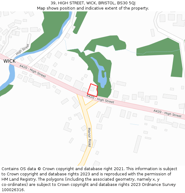 39, HIGH STREET, WICK, BRISTOL, BS30 5QJ: Location map and indicative extent of plot