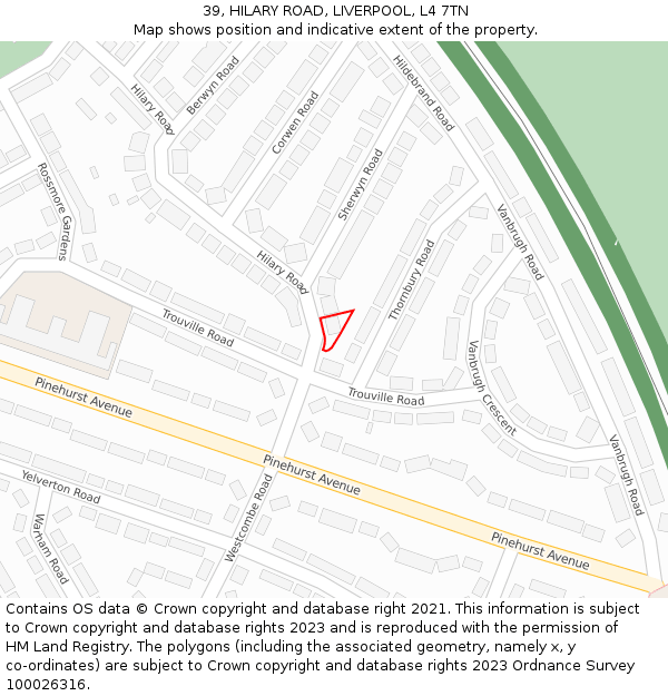 39, HILARY ROAD, LIVERPOOL, L4 7TN: Location map and indicative extent of plot